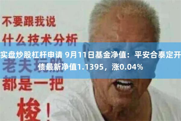 实盘炒股杠杆申请 9月11日基金净值：平安合泰定开债最新净值1.1395，涨0.04%